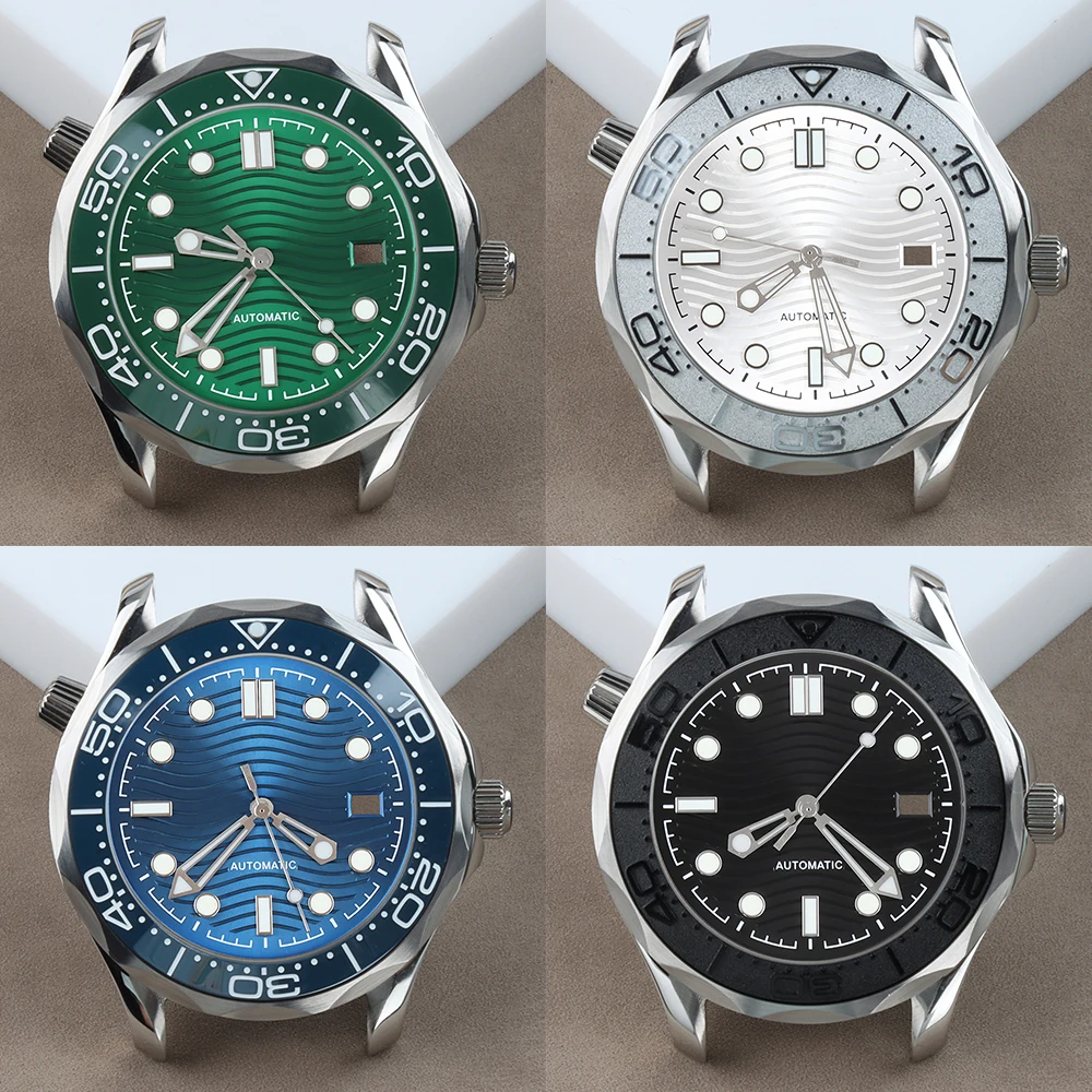 NH35 Case Dial Hands 41mm Stainless Steel 10ATM Waterproof Watch Parts For Seamaster 300 NH35/NH36 Automatic Movement 31mm Dial