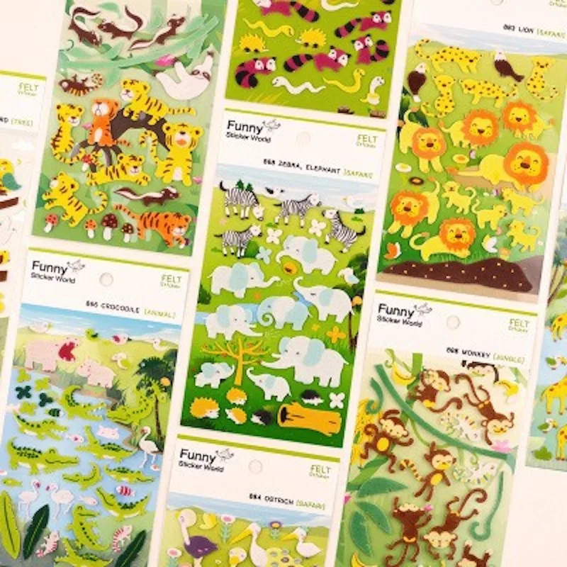 الكورية مضحك ورأى الحيوان ملصقات الغزلان القرد الأسد سوان الجمالية المجلات الحرفية لوازم سكرابوكينغ ملصقات النسيج #2