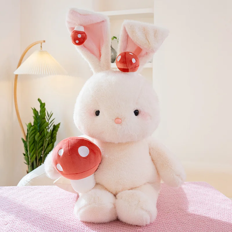 

40-85cm New Mushroom Rabbit Plush Toy Cartoon Pink Rabbit Doll Soft Stuffed Animal Rabbit Pillow Christmas Gift for Girls