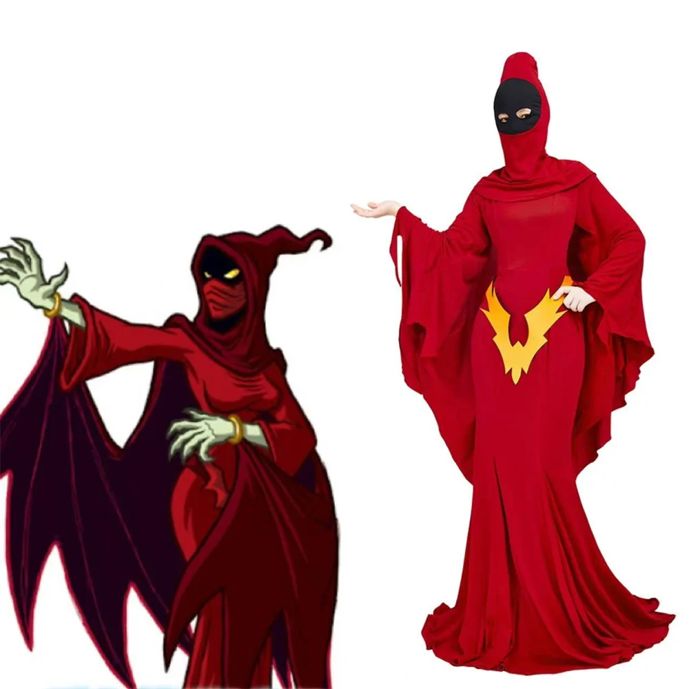 She Ra and the Princesses of Power Cosplay Shadow Weaver Costume Red Dress with Mask Full Set Halloween Carnival Outfit