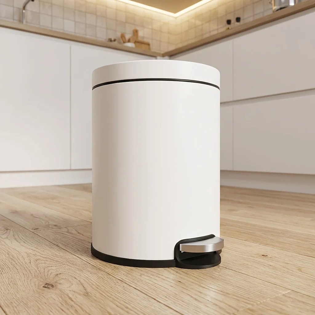

Mini Pedal Trash Can with Soft Closing Lid 1.6 Gallon Stainless Steel Design Includes Inner Bucket Small Bathroom Bedroom Kitche