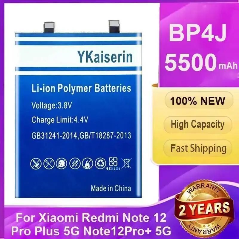 

Быстрая доставка, экологически чистый для Xiaomi Redmi Note 12 Pro Plus 5G Note 12pro + BP4J, аккумулятор для мобильного телефона 5500 мАч