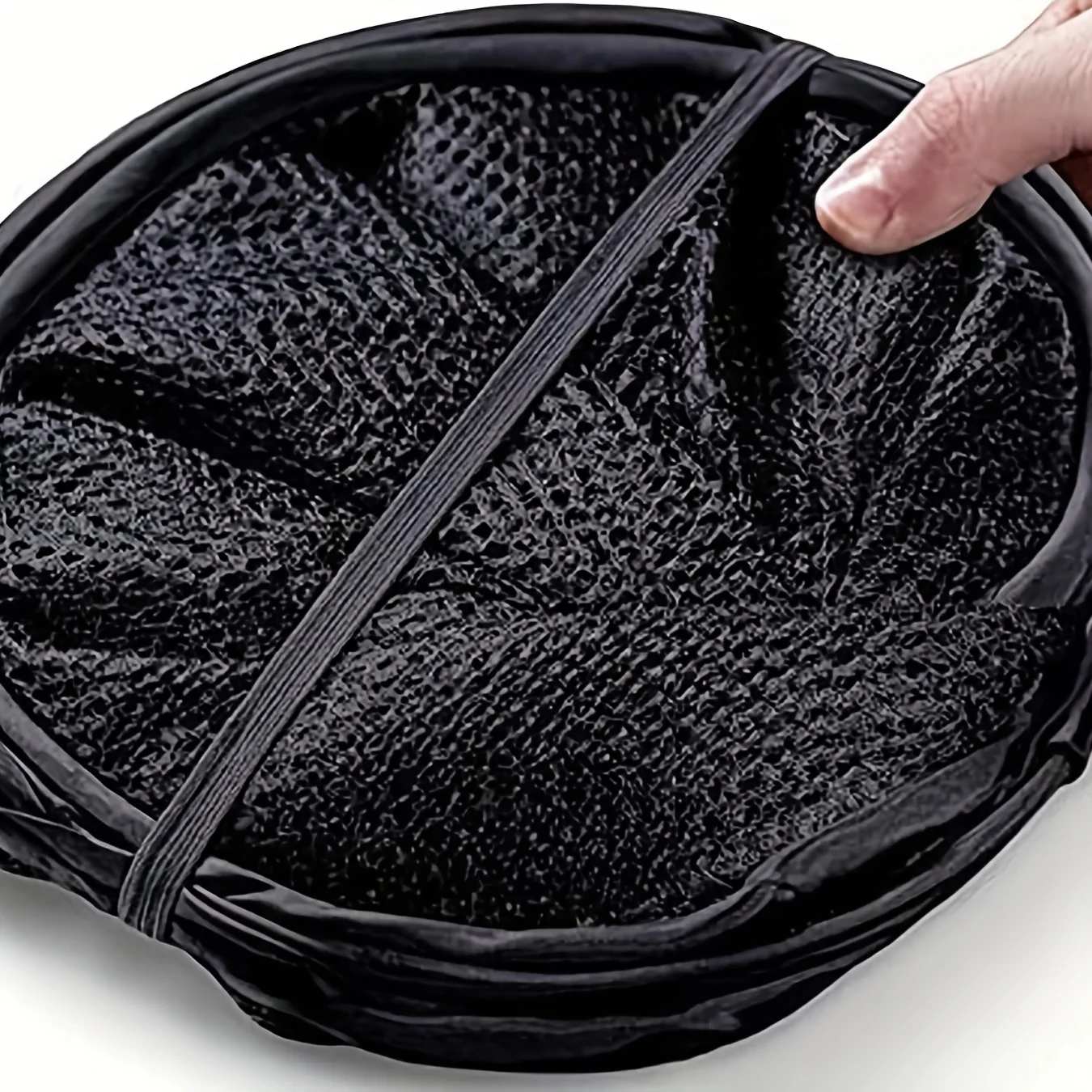 

Space-Saving Fabric Laundry Hamper - Collapsible & Portable Mesh Design with Sturdy Carry Handles for Home Use