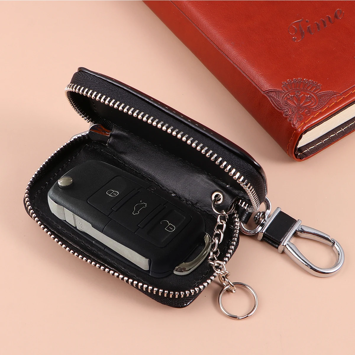 

Car Key Bag Durable Portable Key Holder Delicate Keys Storage Bag Simple Car Key Pouch for Man Woman (Black Without Trad