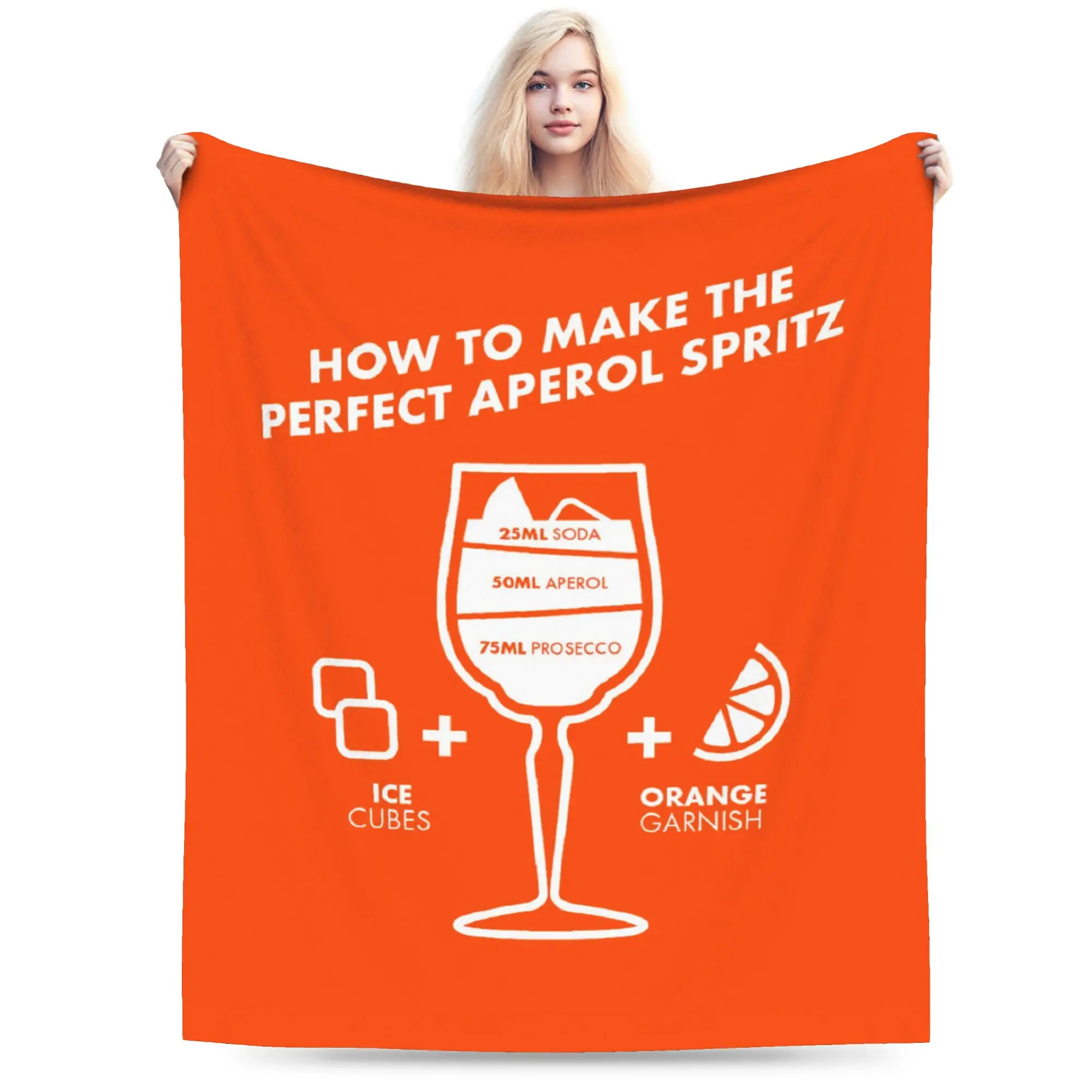 Custom 3D Printed Aperols Spritz Love Drink Cocktail Blankets Breathable Soft Flannel Throw Blanket for Couch Outdoor Bedding