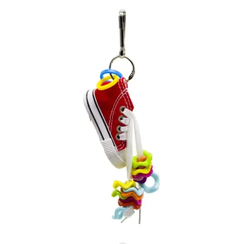 

Mini Acrylic Wave Canvas Shoes Decoration Hanging Toy Pet Bird Parrot Nipple Swing Cage Stand Molar Play Chew Decoration