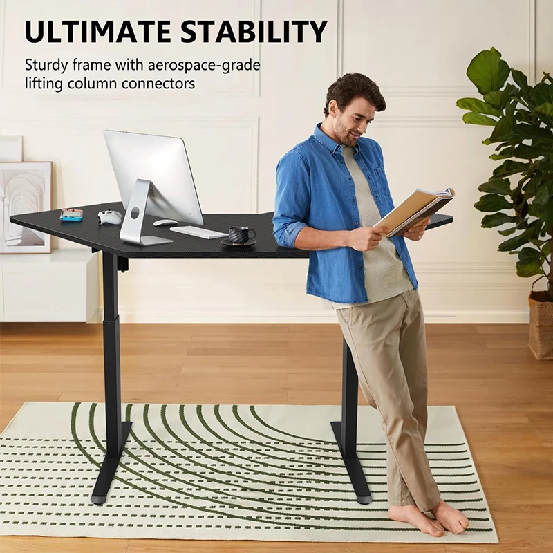 L Shaped Standing Desk Height Adjustable Electric Corner Standing Desk Sit Stand Lifting Computer Table Home Office Gaming Table