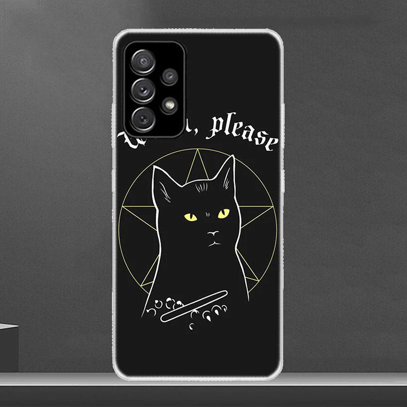 Coque de téléphone avec motif de sorcière et chat pour Samsung, étui coloré et mignon pour Galaxy S24 S22 S23 Ultra S20 FE S10 S21 Plus S10E S9 S8 +