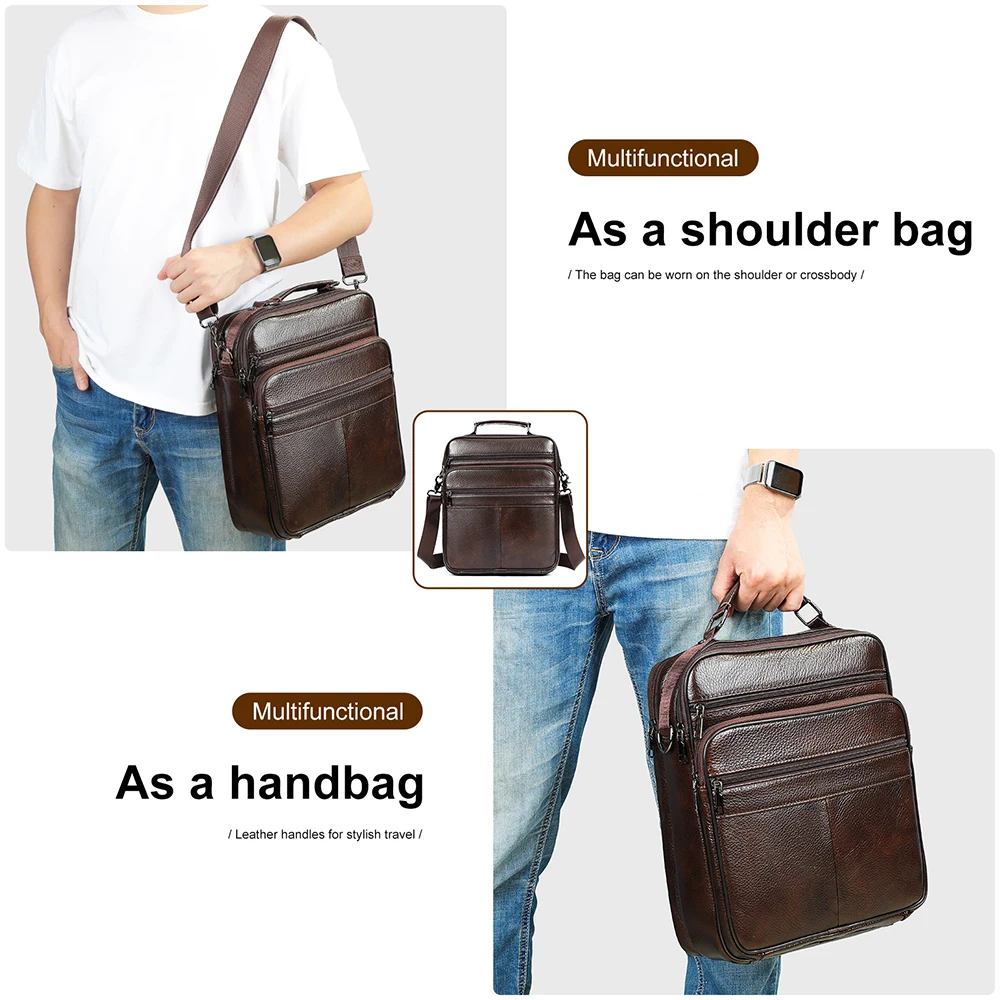 WESTAL Men\'s Bag Genuine Leather Messenger 13inch Laptop Bags for Document Business Bag Men Shoulder Purses 6173