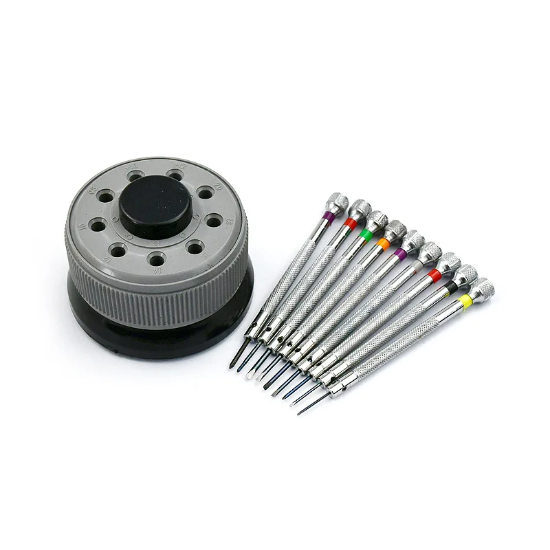 Watch Repair Tool Set 9PCS Screwdriver Rotating Base Pure Steel Screwdriver 5978 Various Sizes Screwdrivers Non-slip Base