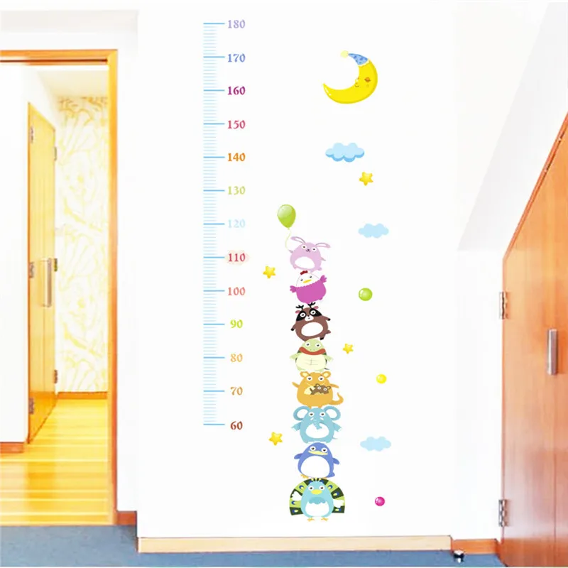 Cute Animal Bird Growth Chart Wall Sticker For Kindergarten Kids Room Home Decoration Diy Height Measure Mural Art Pvc Decals