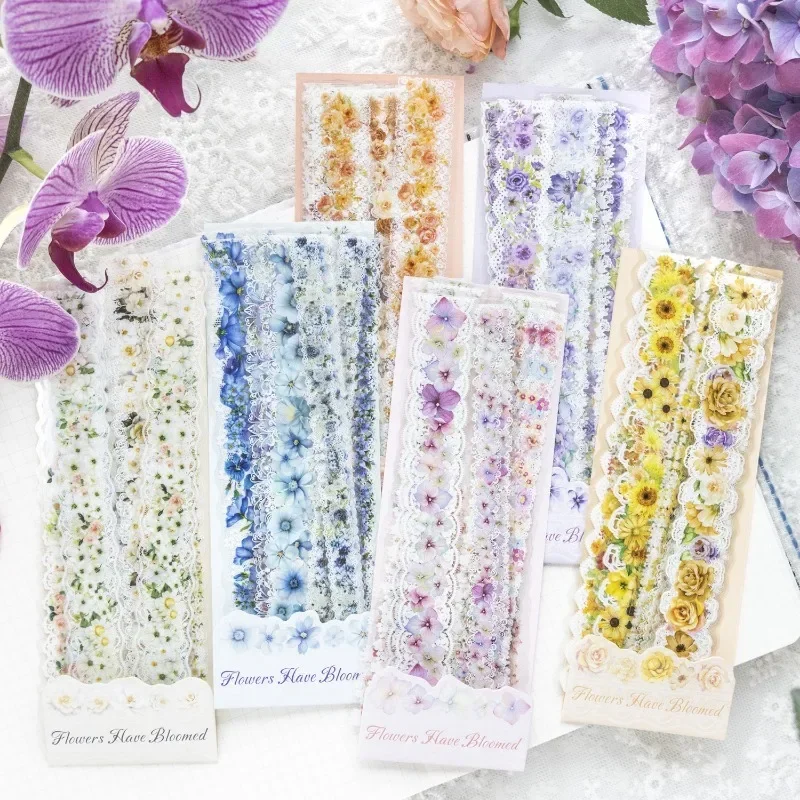 20Pieces Sticker Flowers Blooming Flower Lace handbook decoration lace dance Supplies package Scrapbooking cut 196*65mm