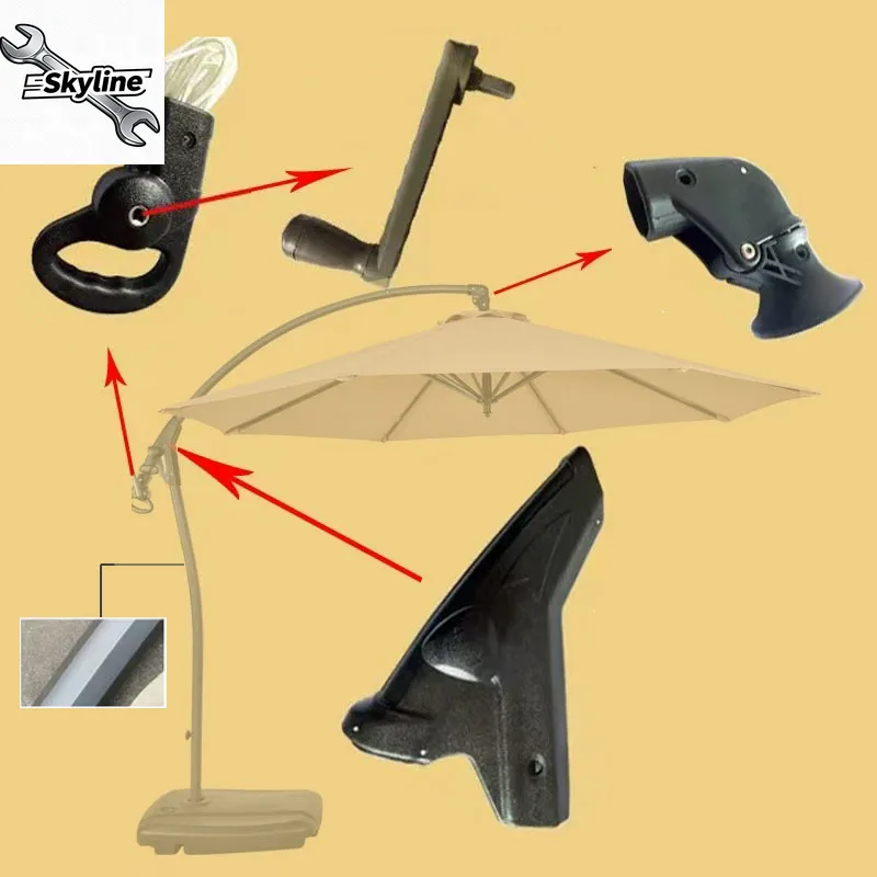 Outdoor Umbrella Crank Handle & Handrail, Up-Down Adjustment Accessories for Heavy Duty Parasol