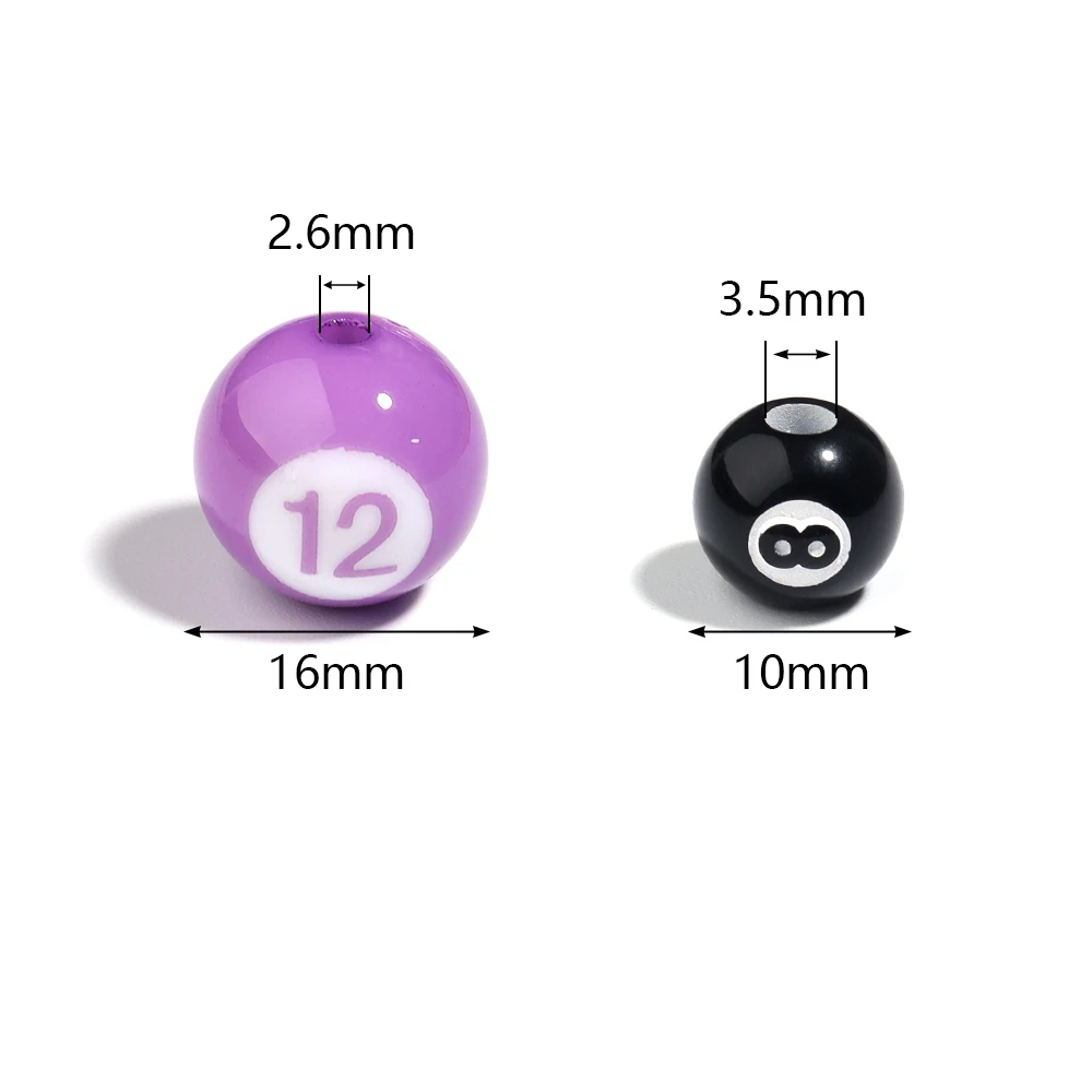 8 colors 16mm Round Acrylic Big Hole Billiards Ball Loose Spacer Beads For Jewelry Making DIY Handmade Bracelet Findings