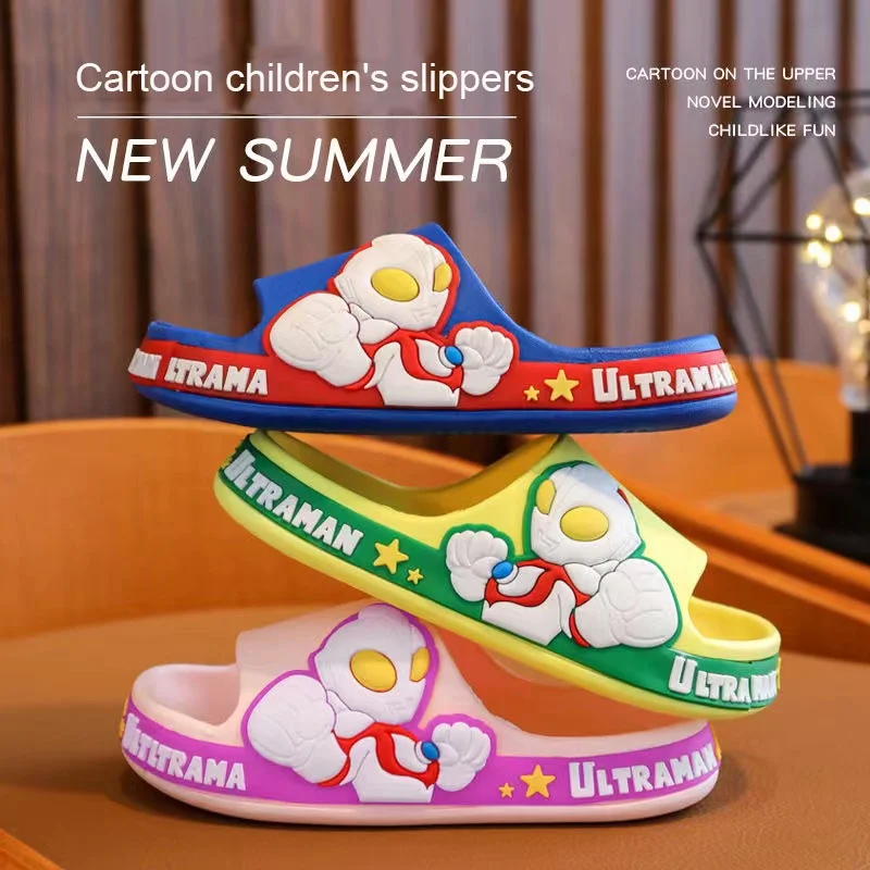 

Congme 2-10 Yrs Kids Slippers Boys Girls Summer Sandals Cute Cartoon Ultraman Anti-slip Slippers for Children Beach Shoes