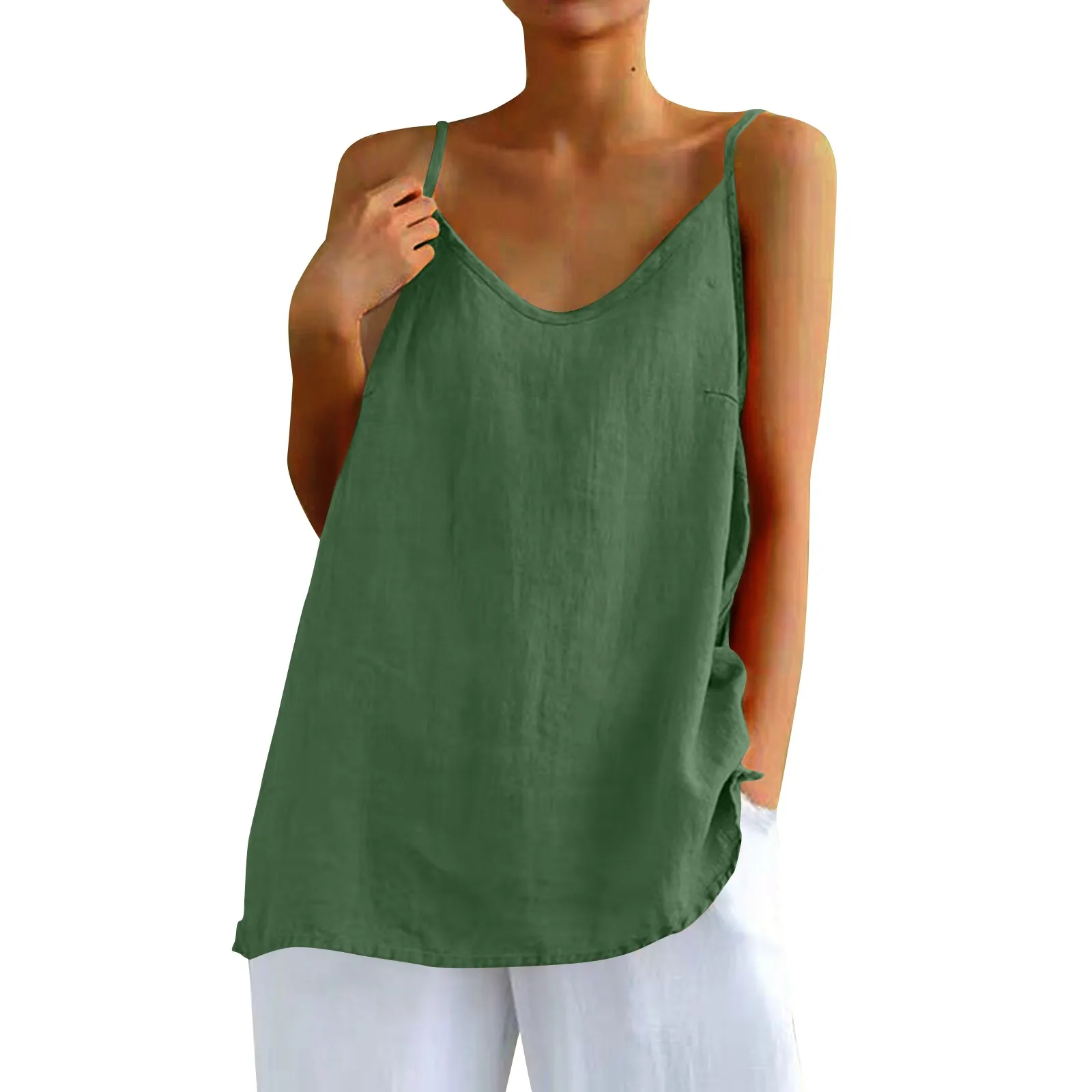 Women's tops sexys Cotton Linen Camisole Vest Summer Loose Sleeveless Versatile Bottom Top solid color blouse classic camisetas