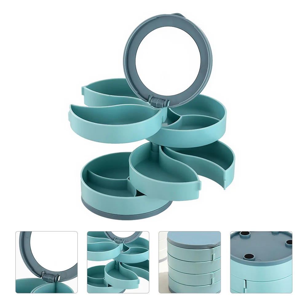 Jewelry Box Multilayer Rotating Organizer 360° Turntable Dustproof Storage For Necklace Earring Ring Bracelet Jewelry Case