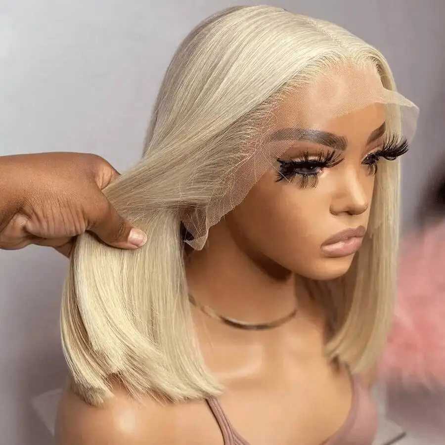 

200 Density straight lace front wigs human hair613 Blonde Short Bob Wig Human Hair 13x4 HD Lace Frontal Wigs
