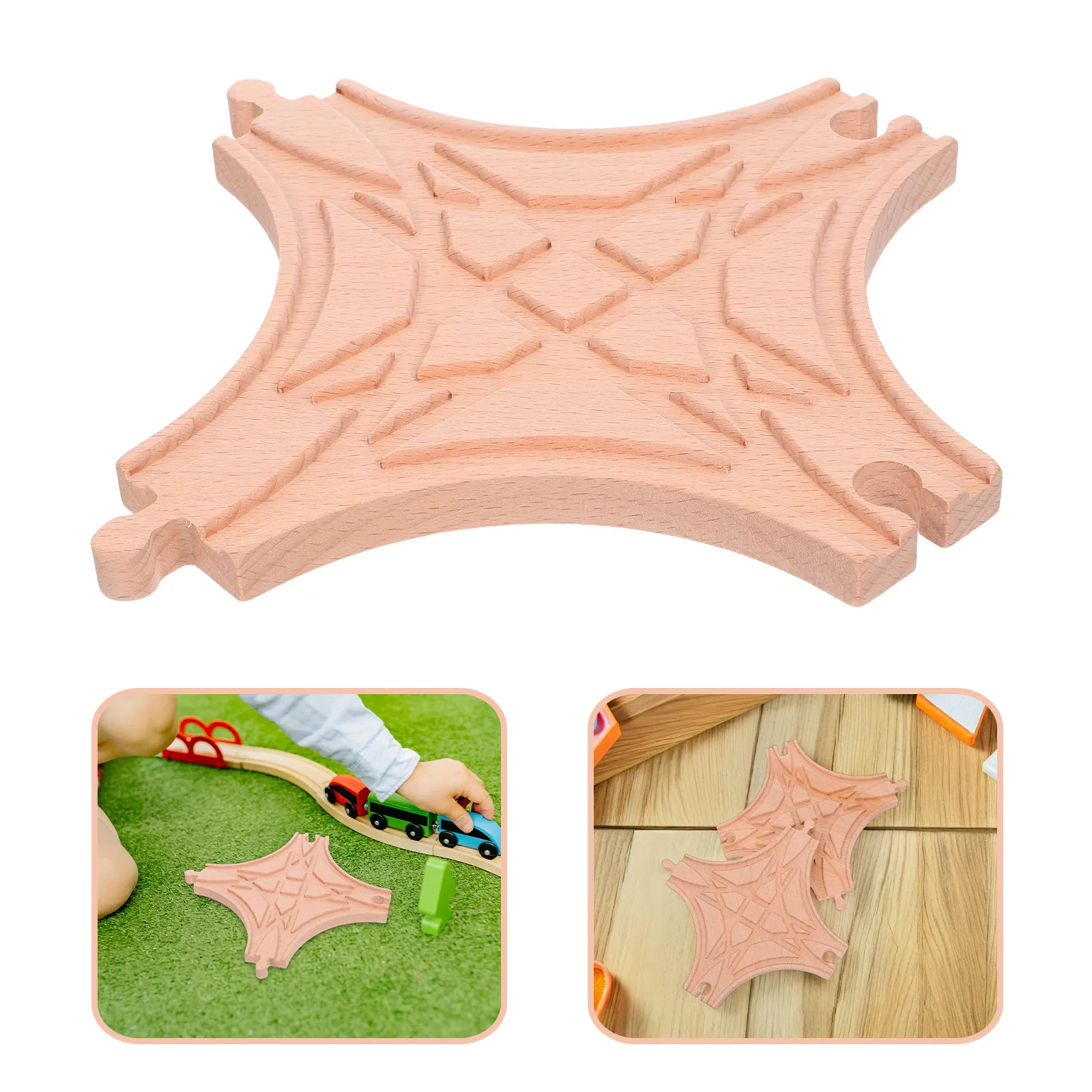 

2Pcs Wooden Train Track Multi-Way Switch Expansion Set Seamless Connectors for Railway Layouts Creative Play Toddlers Compatible