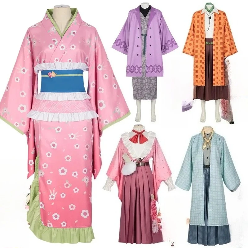 

Аниме косплей костюм Tokito Muichiro/Kanroji Mitsuri/Nezuko кимоно наряд парик Хэллоуин карнавал вечерние