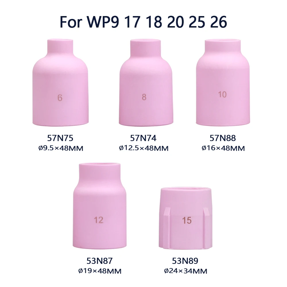 10Pcs 48/34mm 57N74 57N75 53N87 53N88 53N89 Alumina TIG Nozzle For TIG WP9 20 WP17 18 26 Welding Torch Ceramic Accessories