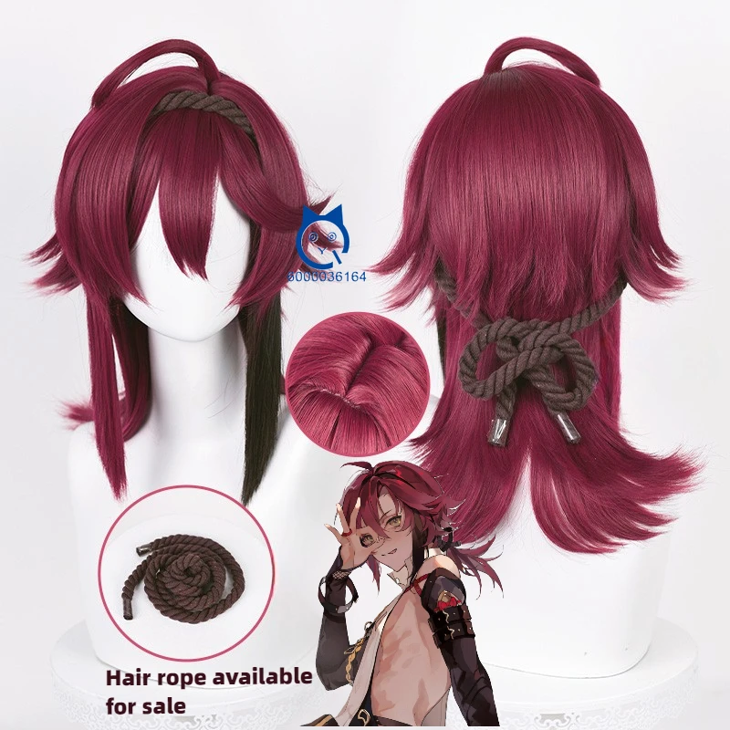 

Genshin Impact 50cm Long Shikanoin Heizou Cosplay Wig Game Anime Expo Wig Heat Resistant Synthetic Hair Party Wigs Hair Rope