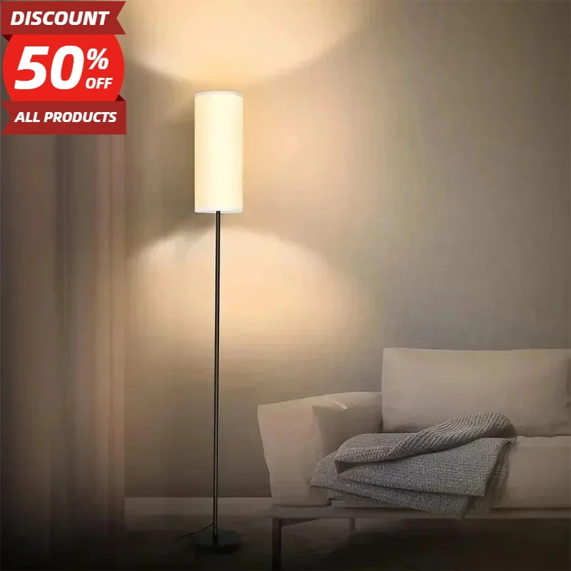 LED Floor Lamp Dimmable Reading Light Linen Lampshade Lamp for Bedroom Living Room Office E27 Light Bulb