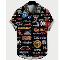 Us 66 Route New Men's Short Sleeve Hawaiian Shirt 3d Print Oversized Hip Hop Shirts Rock Style Resort Casual Men Clothing