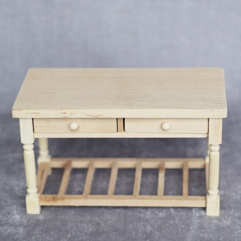 

Wooden Mini Desk with Drawer Miniature Furniture for Dollhouse Scene Decor Compact Natural Wood Design Elegant Room
