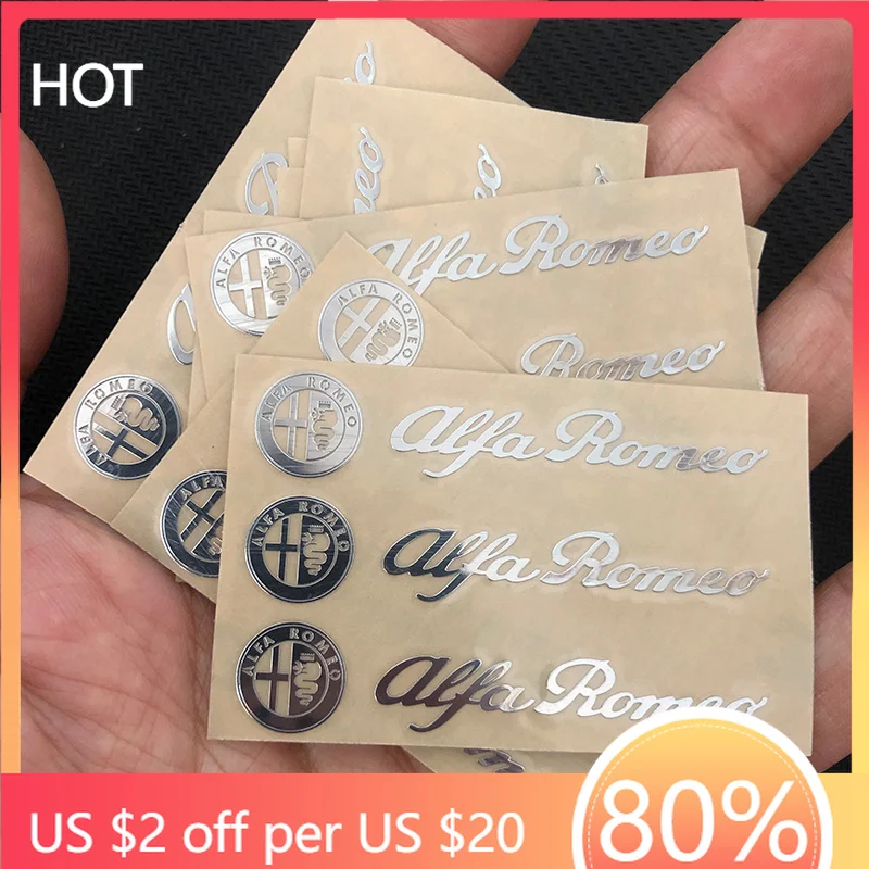 Hub Caps 5/10Pcs For Alfa Romeo Giulietta Giulia GT Mito Brera F1 Stelvio 147 Metal Emblem Auto Decor Wiper Decals Car Window St view 2