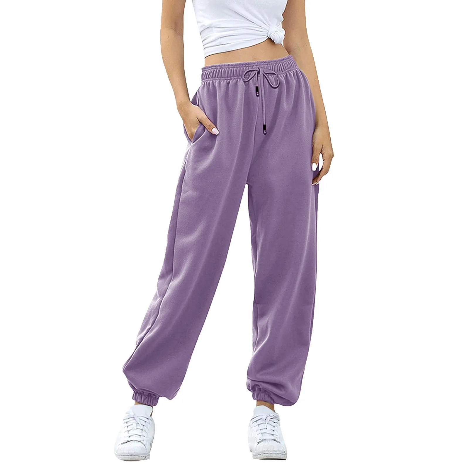 

Women’s Fleece Lined Sweatpants Wide Straight Leg Pants Bottom Sweatpants Joggers Pants Workout High Waisted Yoga Pants