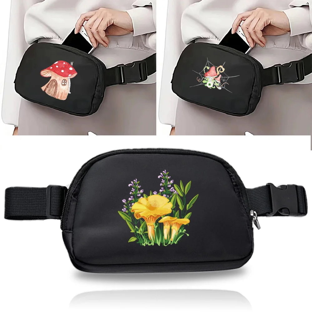 

Women Chest Bag Fanny Pack Waist Bags Fashion Mushroom Series Casual Outdoor Sports Waterproof Organizer Mobile Phone Pouch