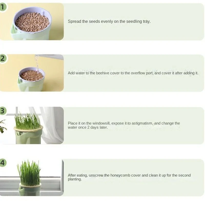 New 1pcs Pet Cat Sprout Dish Growing Pot Hydroponic Plant Cat Grass Germination Digestion Starter Dish Greenhouse Grow Box