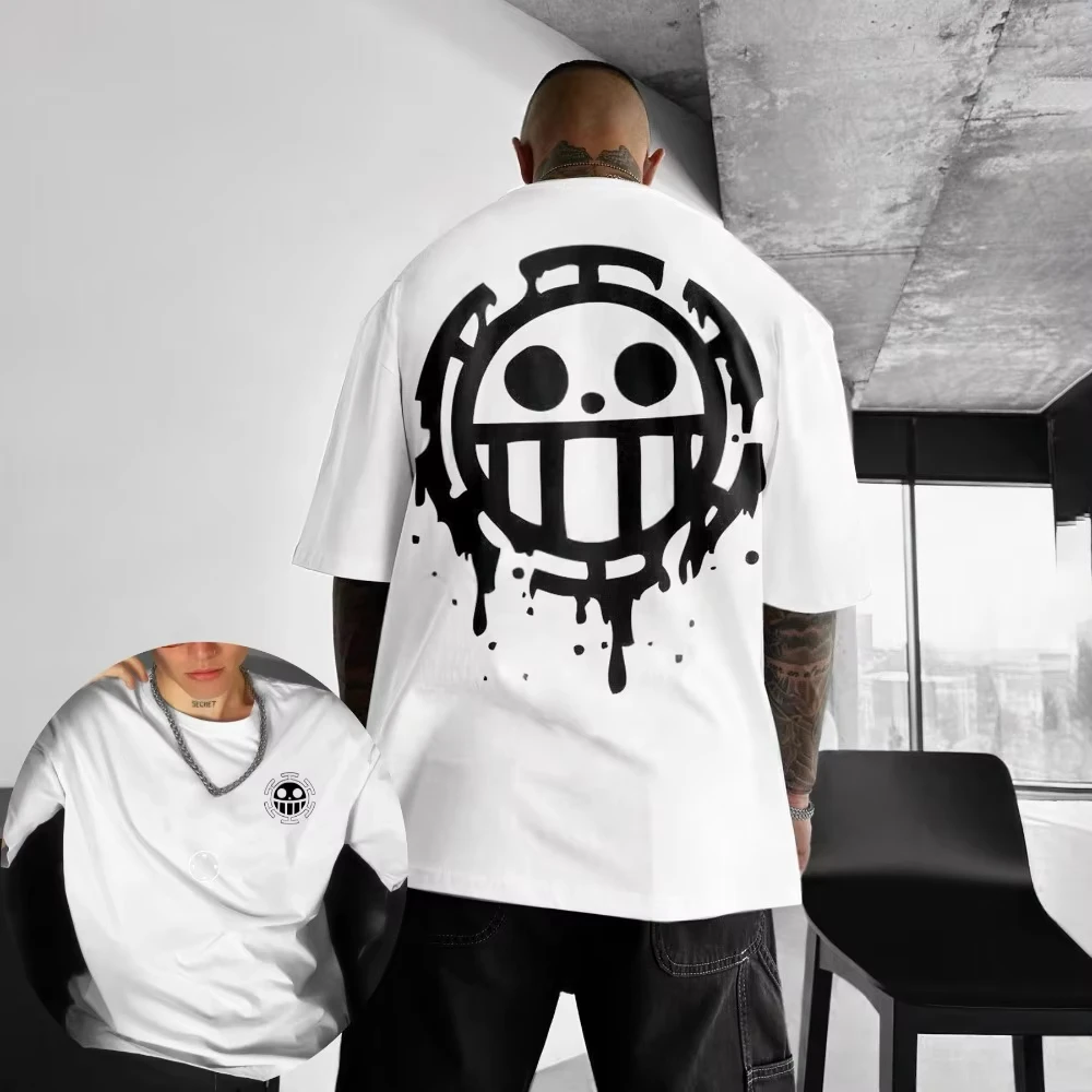 One Piece Herren T-Shirt Trafalgar Law Sommer Herbst Japan Anime Jungenkleidung Kurzarm Retro Marke Eltern-Kind-Kleidung