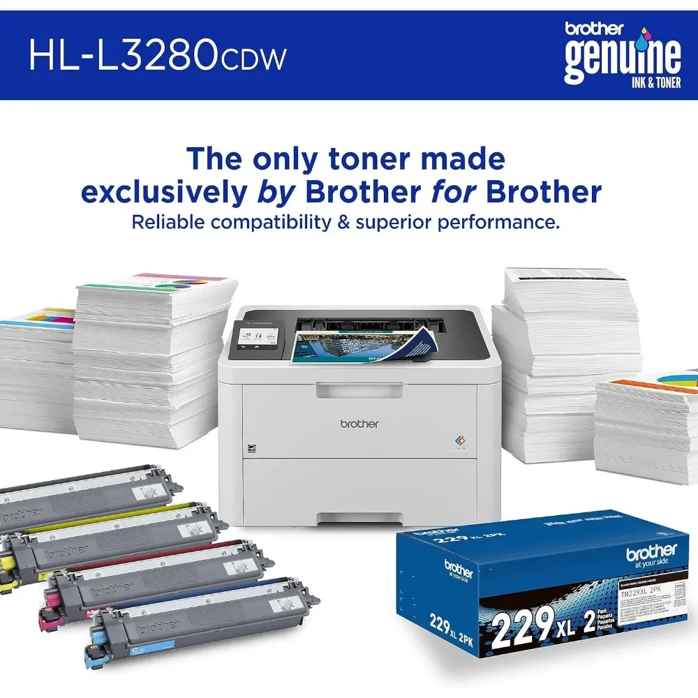 HL-L3280CDW Wireless Compact Digital Color Printer with Laser Quality Output, Duplex, Mobile Printing & Ethernet