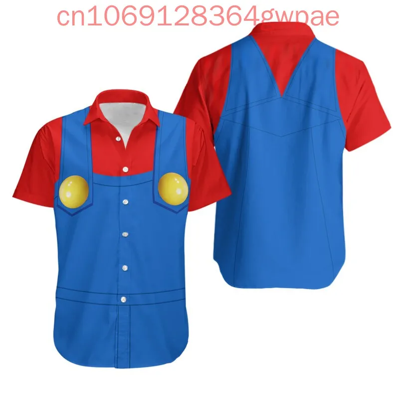 

Super Mario Hawaiian Shirt Men's Women Casual Short Sleeve Shirt Game Mario Cartoon Beach Shirt Fashion Resort Kids Shirt