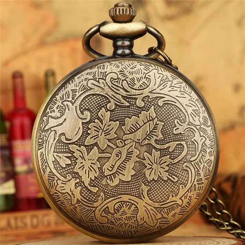Steampunk Carved Crown 2014 Milan Design Retro Quartz Pocket Watch for Men Women with Fob Sweater Chain Gift Souvenir