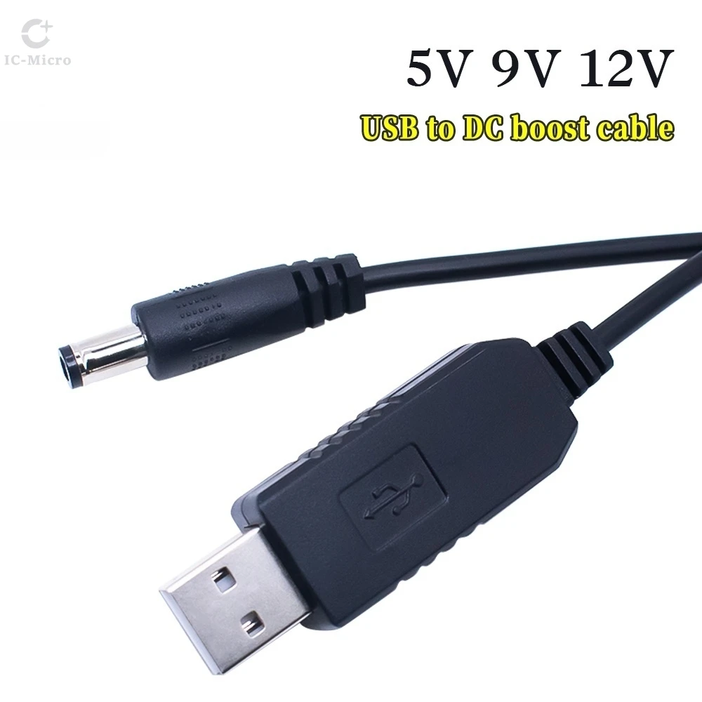 XCW USB power boost line DC 5V to DC 5V 9V 12V Step UP Module USB Converter Adapter Cable 2.1x5.5mm Male Connector Converter