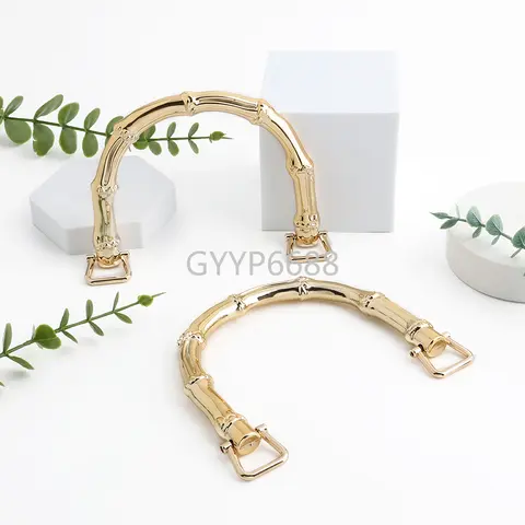 2/6/14 pezzi manici in bambù acrilico nero e oro chiaro con tracolla a forma di U con serratura per accessori regalo a tracolla per borsa di ricambio