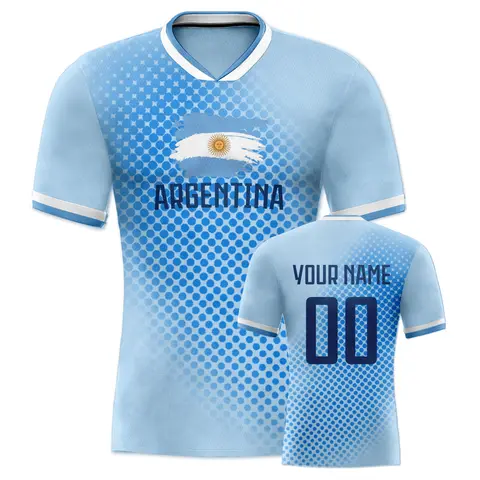 맞춤형 아르헨티나 축구 저지, 이름 번호 축구 셔츠, 통기성 스포츠 유니폼, 남녀 청소년 팬 선물