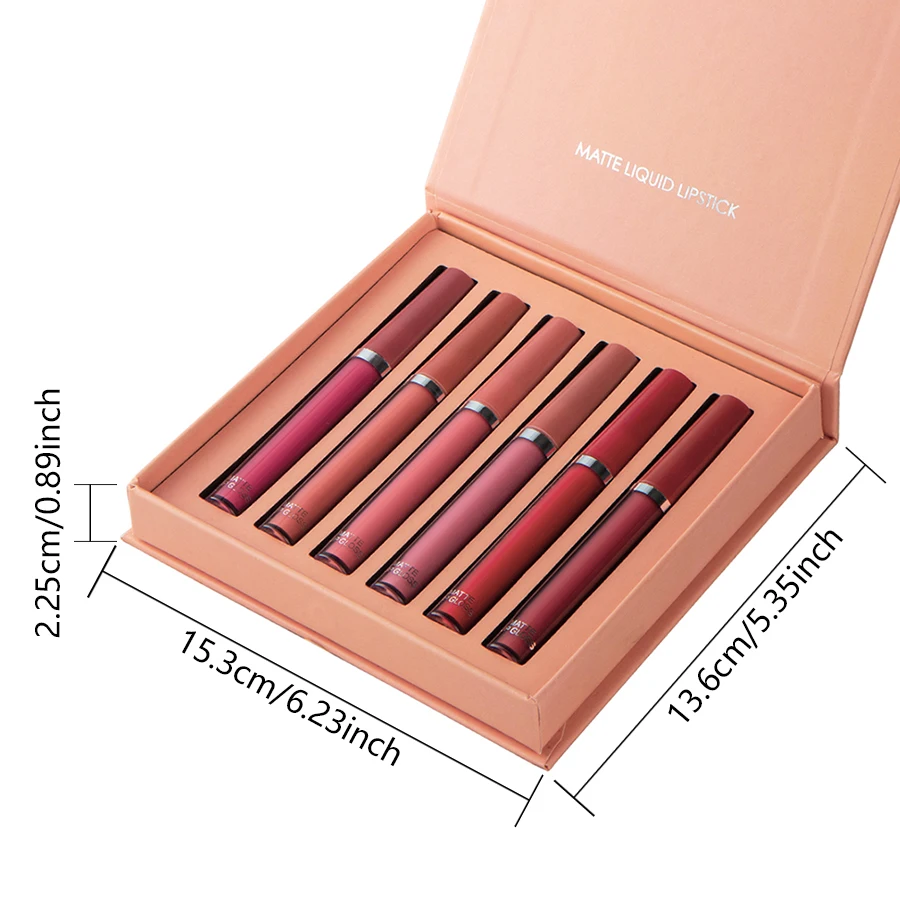Matte Lip Gloss Set 6 cores batom liso e duradouro Display Lip Gloss impermeável hidratante batom Holiday Gift Box Set