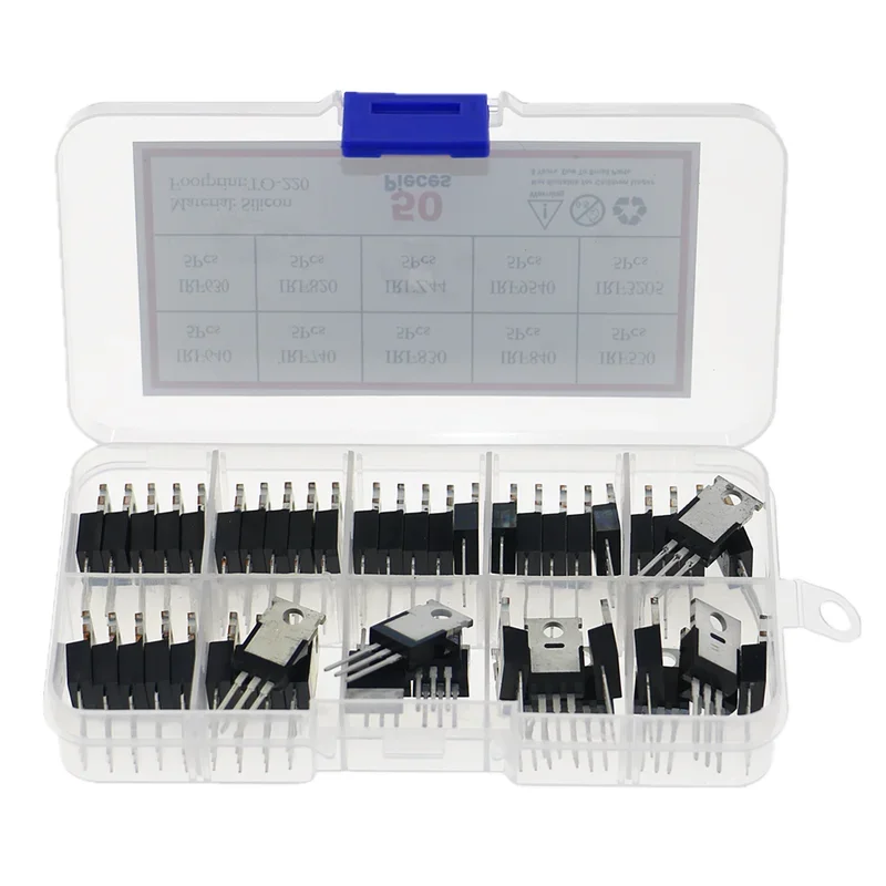 50 stks 10 Types Mosfet Transistors Assortiment Kit IRF640 IRF740 IRF830 IRF840 IRF530 IRF630 IRF820 IRFZ44 IRF9540 IRF3205 Serie