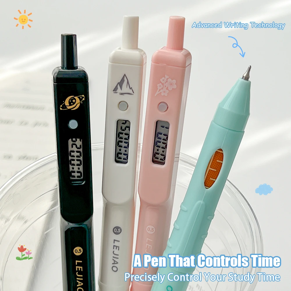 

1 Pc Creative Timing Gel Pen 0.5mm Fashionable Minimalist Fun Record Time Planning Pen For Study And Office Use