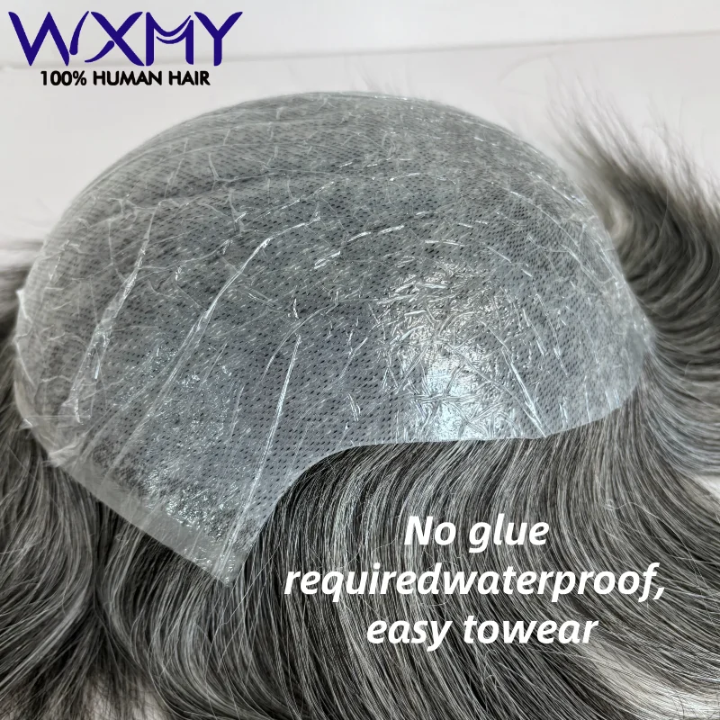 

Мужской парик-накладка без клея, 0.08 мм, на основе из полиуретана, тонкая кожа, антибактериальный, система замещения волос, натуральные человеческие волосы, мужские парик-системы