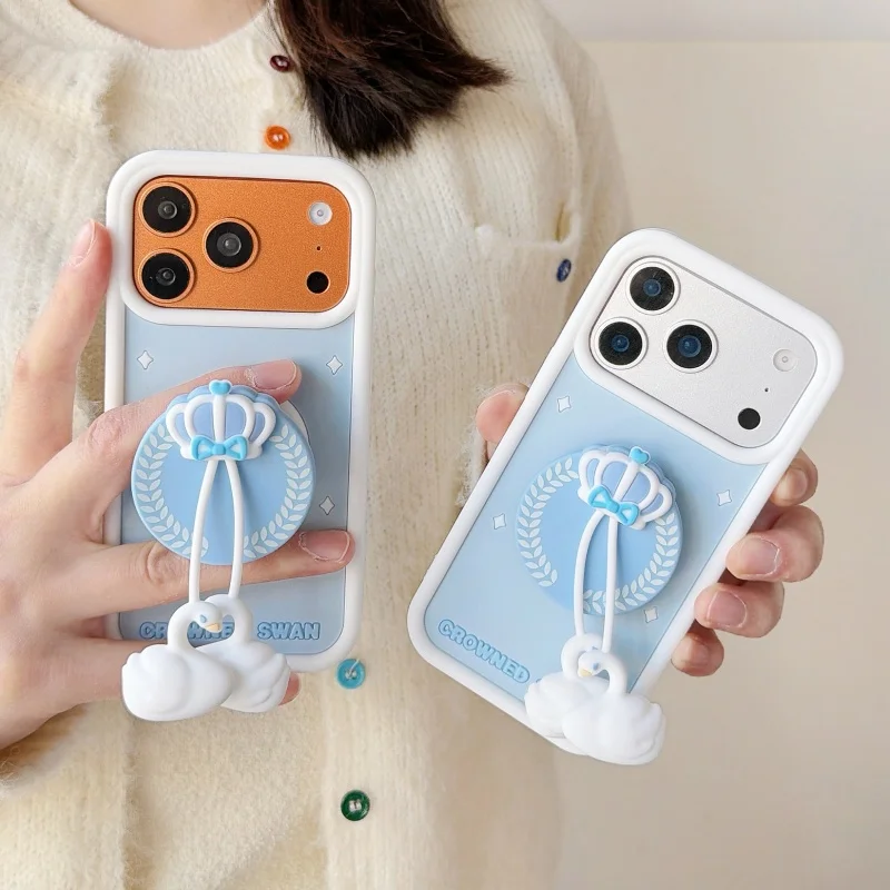 

Kawaii Cartoon Swan Pendant Phone Case For iPhone 17 Pro 16 Plus 15 Pro 14 13 Pro Max Cover Soft Silicone Shockproof Cases Cute