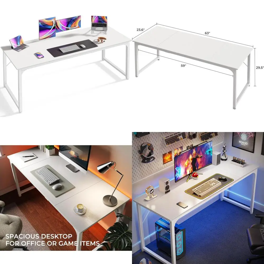 

63-Inch Modern Office and Gaming Desk with Storage for Home, Study, and Work