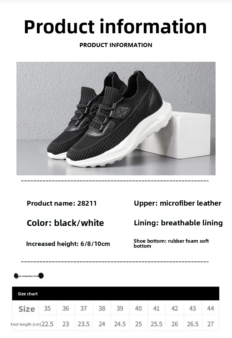 Herren-Sneaker mit Erhöhung, Freizeitschuhe mit 8 cm Höhengewinn, atmungsaktive 6 cm Erhöhungsschuhe für den Sommer – Detail 7