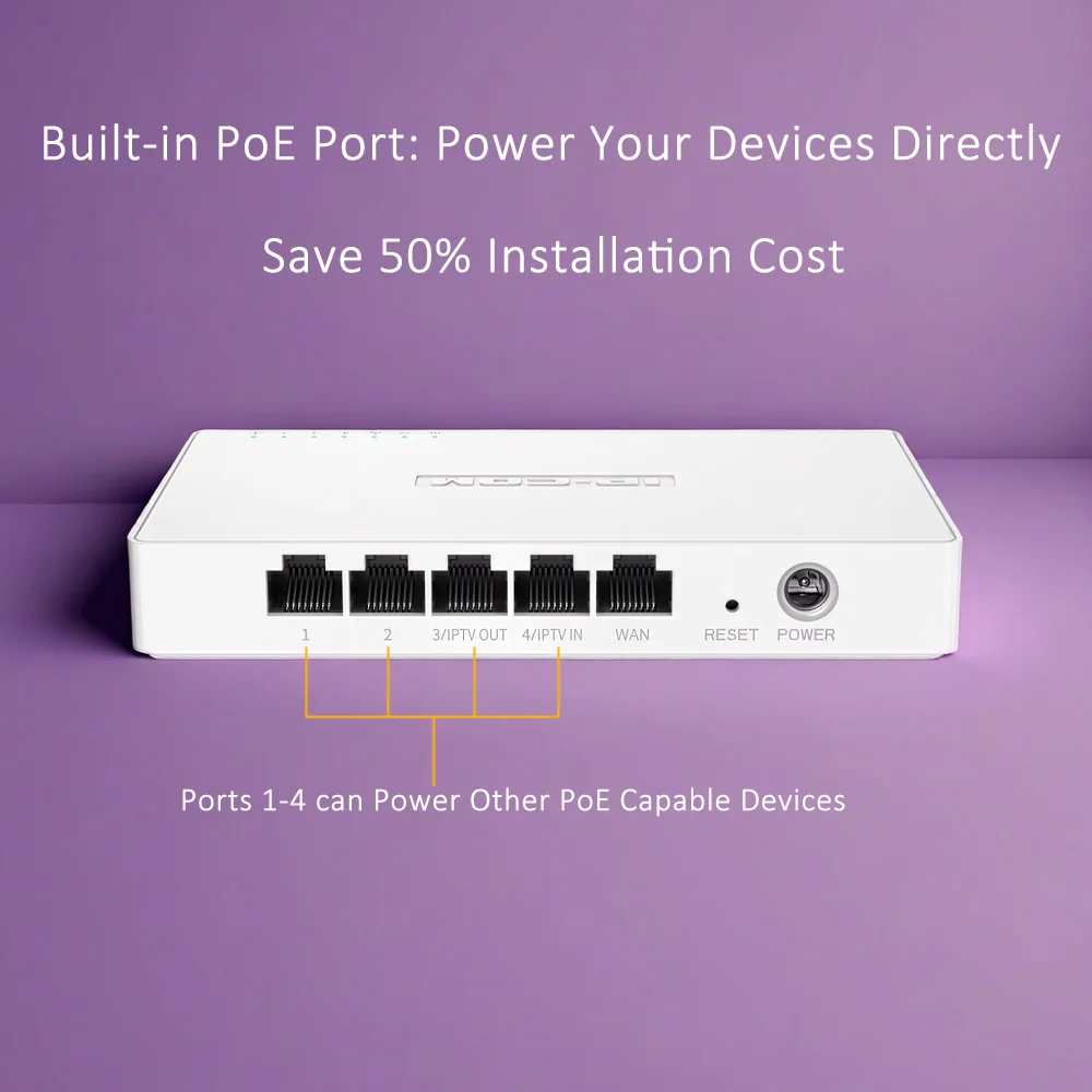 IPCOM M10-POE Gigabit PoE+ Wired Router 4 PoE Ports Perfect for APs Easy Manage AP Seamless Roaming Wifi Coverage Web Manage