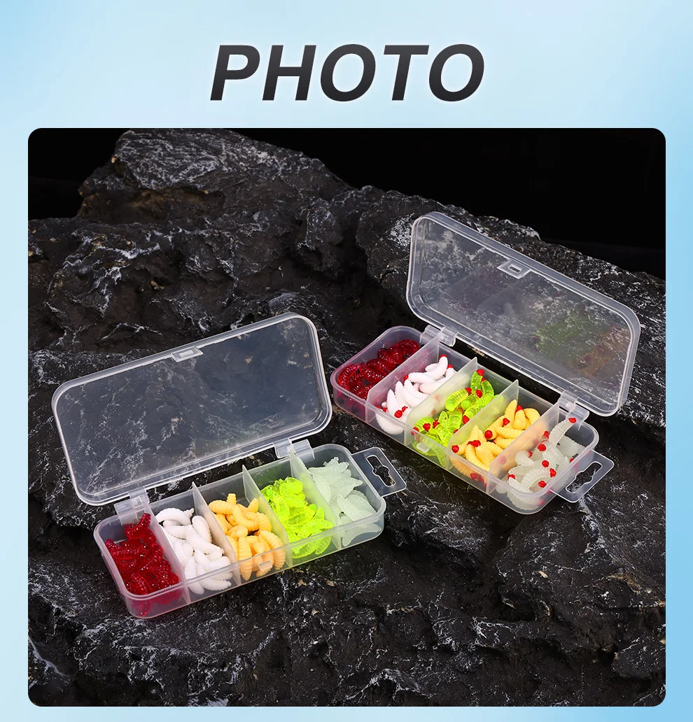 WEIHE 5 Farben Künstliche Weicher Köder Combo Mini Mehlwurm Köder Kit Made Köder Süßwasser Salzwasser Wobbler Pesca Köder Box – Detail 11