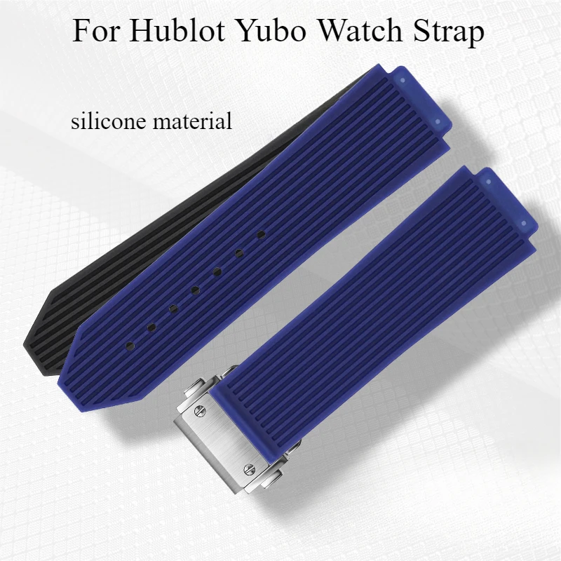 Concave Convex Interface Striped Silicone Watchbands for Hublot Yubo Big Bang Classic Fusion Series Waterproof Strap 26x19mm